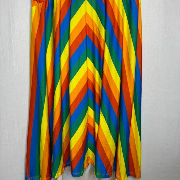 ModCloth Rainbow Stripe Halter Dress Knot Keyhole Detail Summer Festival - Picture 5 of 10